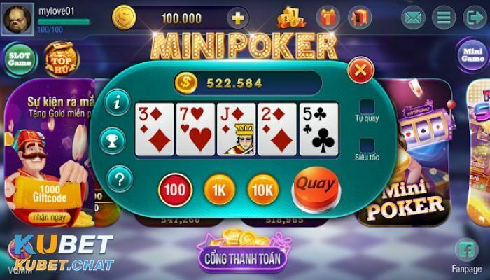 Kinh nghiệm chơi mini poker nổ hũ